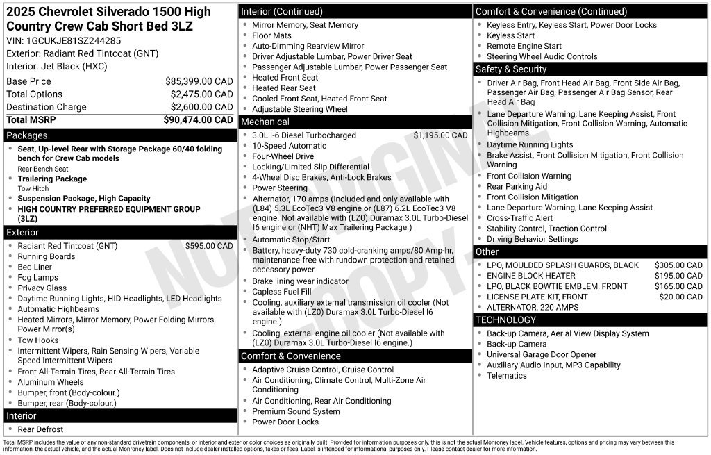 Used 2025 Chevrolet Silverado 1500 High Country AWD/4WD image 80