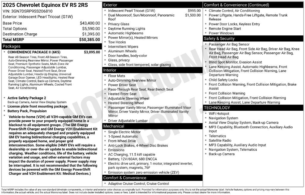 Used 2025 Chevrolet Equinox EV RS w/ Convenience Package II FWD image 66