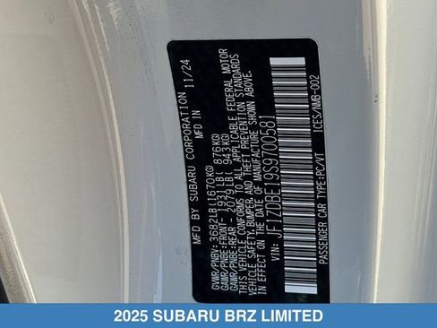 Used 2025 Subaru BRZ Limited RWD image 32