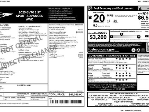 Used 2025 Genesis GV70 3.5T Sport w/ Sport Advanced Package image 61