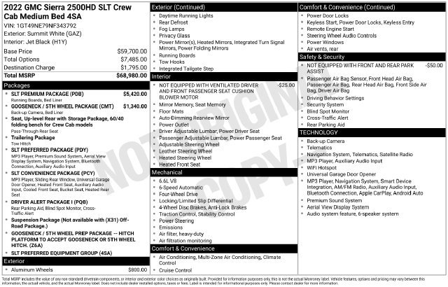 Used 2022 GMC Sierra 2500 SLT w/ SLT Premium Package AWD/4WD image 42