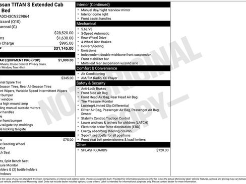Used 2012 Nissan Titan S w/ S Popular Equipment Pkg RWD image 3