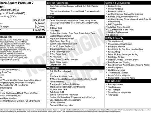 Certified 2021 Subaru Ascent Premium w/ Sport Package image 22