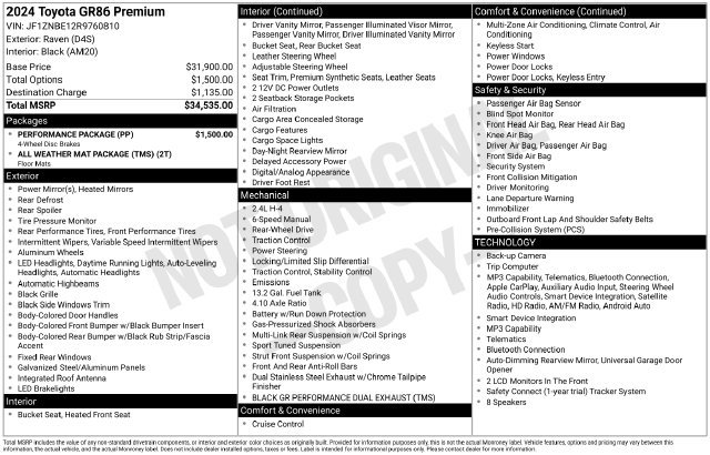 Used 2024 Toyota GR86 Premium w/ Performance Package RWD image 29