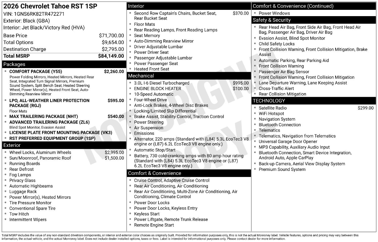 New 2026 Chevrolet Tahoe RST w/ Comfort Package AWD/4WD image 25