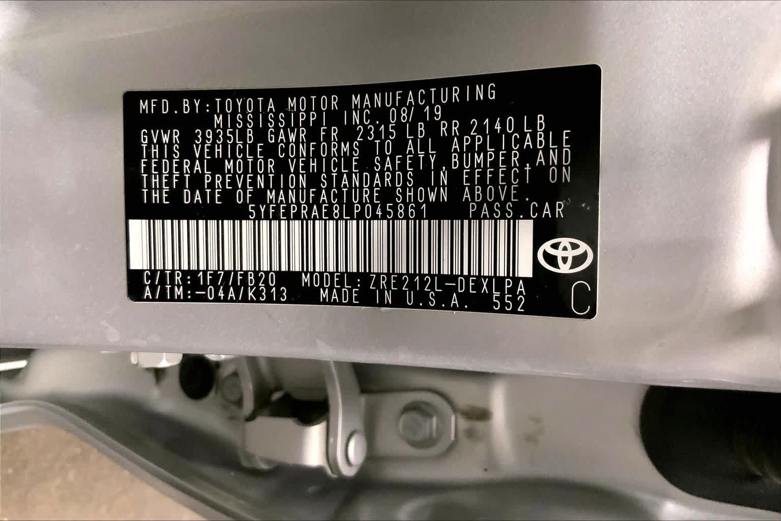 Certified 2020 Toyota Corolla LE w/ Carpet Mat Package (TMS) FWD image 37