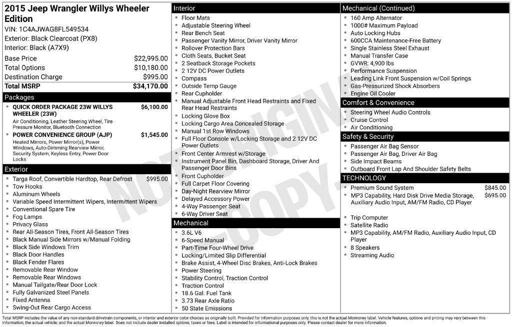 Used 2015 Jeep Wrangler Sport AWD/4WD image 8