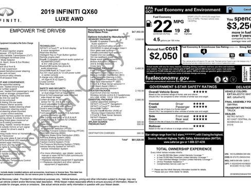 Used 2019 INFINITI QX60 Luxe w/ Sensory Package AWD/4WD image 2