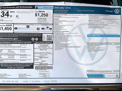 New 2026 Volkswagen Jetta S image 19