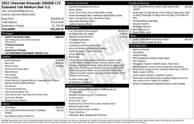 Used 2022 Chevrolet Silverado 2500 LTZ w/ Safety Package AWD/4WD image 3