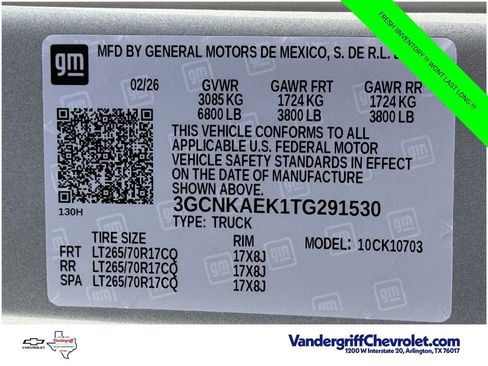 New 2026 Chevrolet Silverado 1500 W/T w/ WT Safety Package AWD/4WD image 22