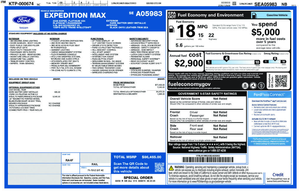 Used 2025 Ford Expedition Max Platinum w/ Stealth Performance Package AWD/4WD image 23