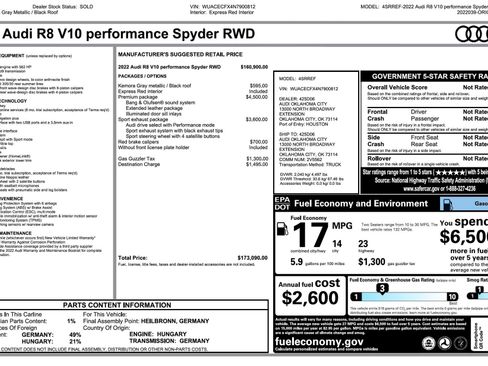 Used 2022 Audi R8 V10 performance RWD image 7