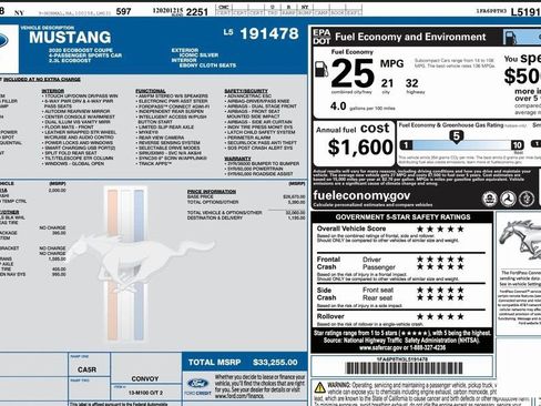 Used 2020 Ford Mustang Coupe w/ Equipment Group 101A image 30