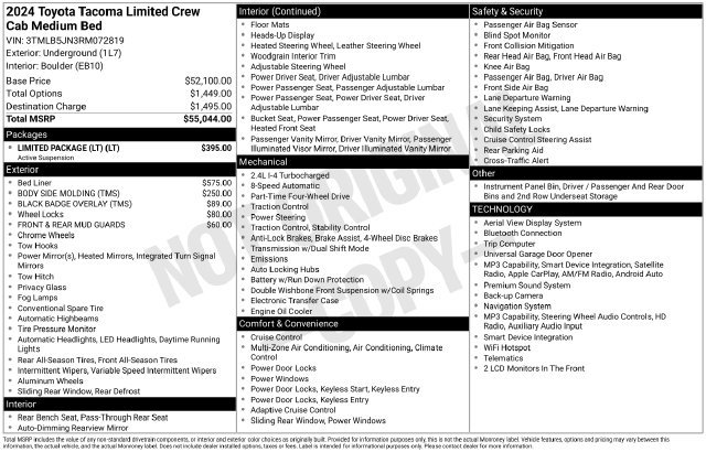 Used 2024 Toyota Tacoma Limited w/ Limited Package (LT) AWD/4WD image 32