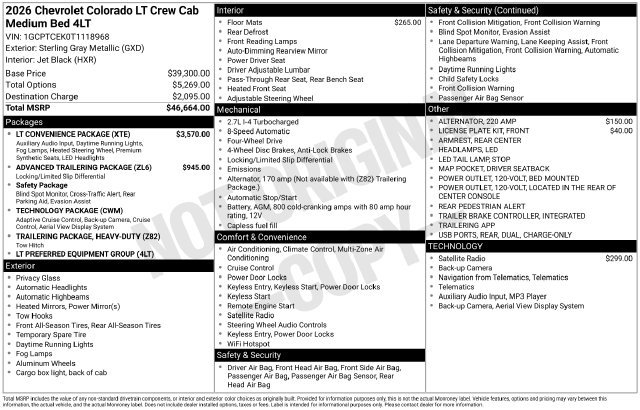 New 2026 Chevrolet Colorado LT w/ LT Convenience Package AWD/4WD image 13
