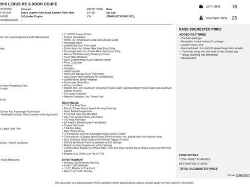 Used 2015 Lexus RC F w/ Premium Package image 7