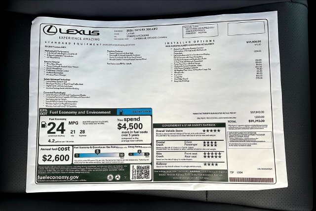 New 2026 Lexus RX 350 Premium w/ Accessory Package (2T) AWD/4WD image 14