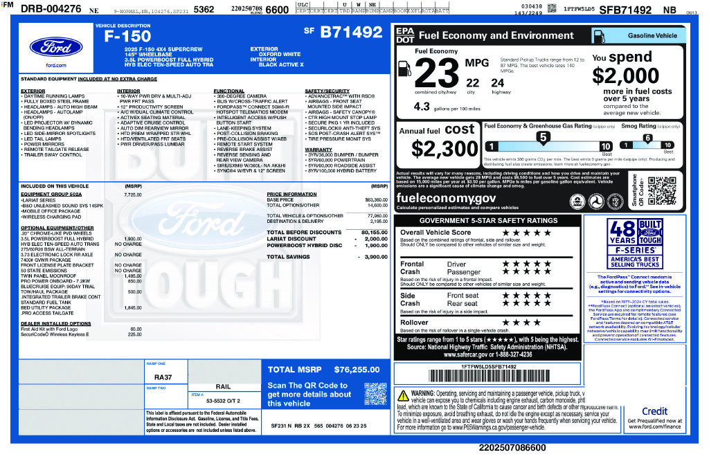 Used 2025 Ford F150 Lariat w/ Equipment Group 502A High AWD/4WD image 2