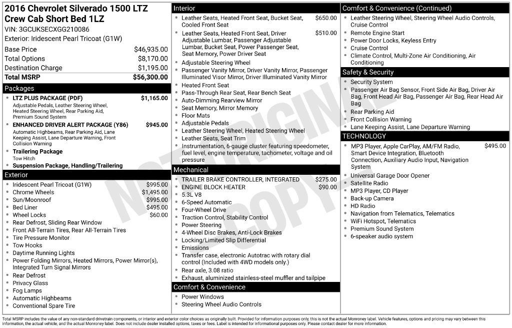 Used 2016 Chevrolet Silverado 1500 LTZ w/ LTZ Plus Package AWD/4WD image 41