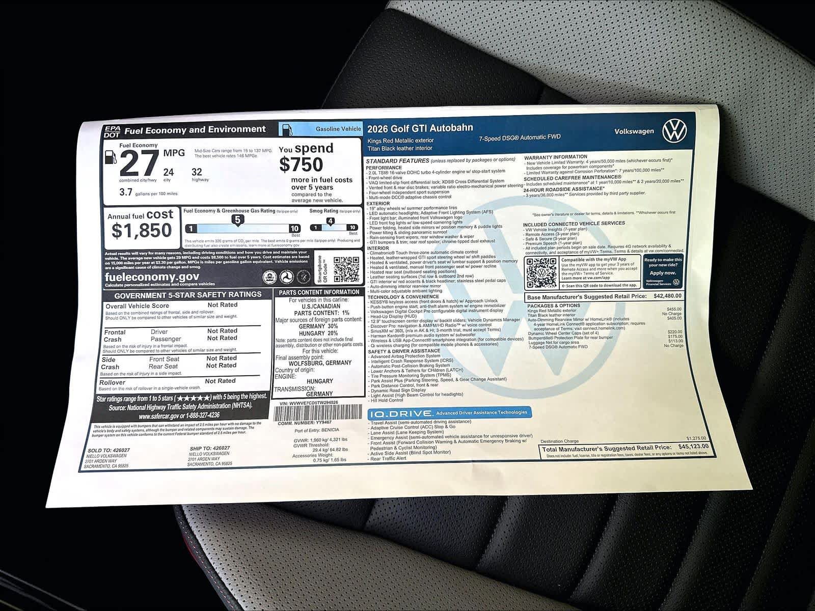 New 2026 Volkswagen GTI Autobahn FWD image 13