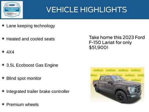 Certified 2023 Ford F150 Lariat w/ Equipment Group 502A High AWD/4WD image 22
