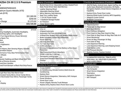 Certified 2023 MAZDA CX-30 AWD 2.5 S w/ Premium Package image 41