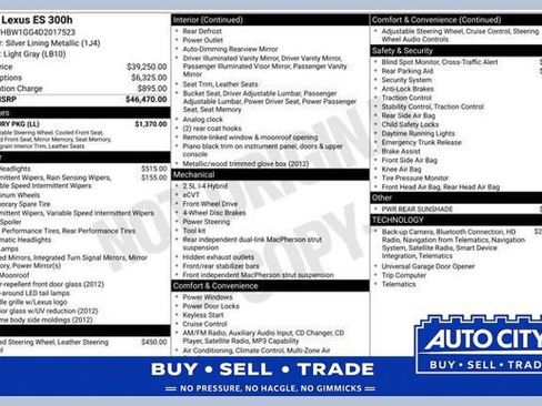 Used 2013 Lexus ES 300h w/ Luxury Pkg FWD image 1