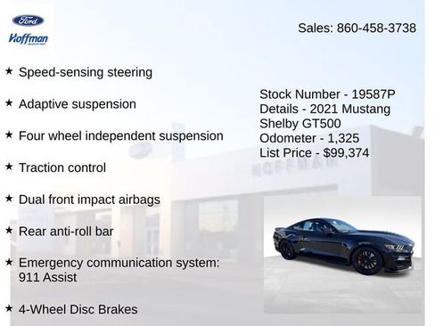 Certified 2021 Ford Mustang Shelby GT500 w/ Technology Package RWD image 20