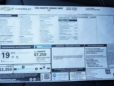 New 2025 Chevrolet Corvette Stingray Coupe w/ Battery Protection Package image 36