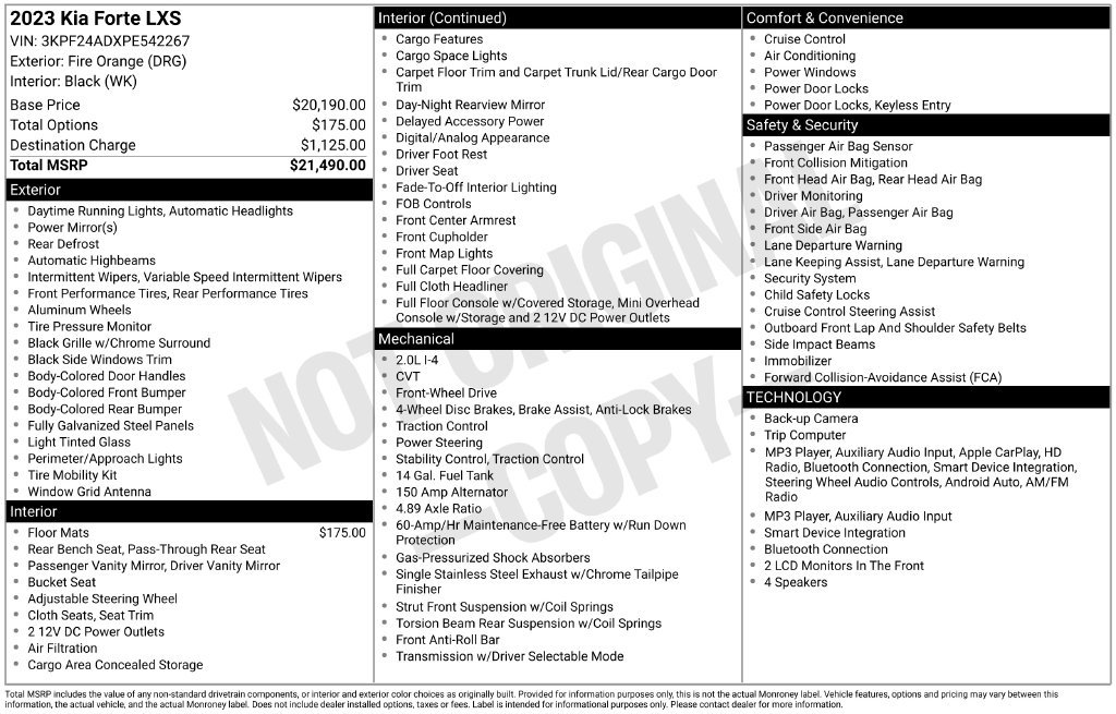 Certified 2023 Kia Forte LXS FWD image 34
