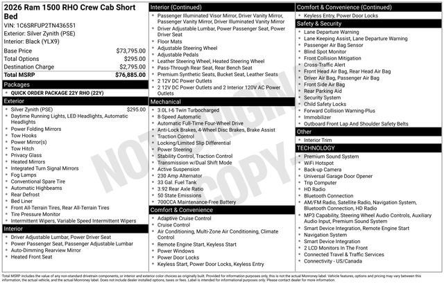 New 2026 RAM 1500 RHO AWD/4WD image 16
