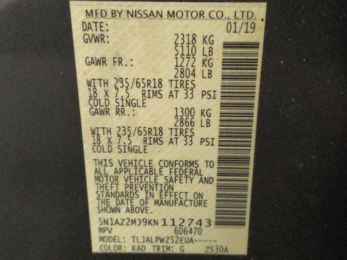 Used 2019 Nissan Murano S w/ Cargo Package FWD image 33