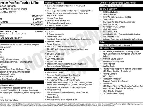 Used 2017 Chrysler Pacifica Touring-L Plus w/ Tire & Wheel Group FWD image 30