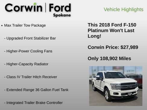Used 2018 Ford F150 Platinum w/ Equipment Group 701A Luxury AWD/4WD image 6