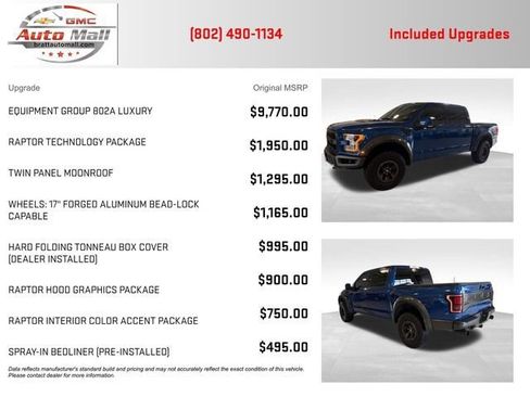 Used 2018 Ford F150 Raptor w/ Equipment Group 802A Luxury image 4