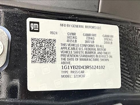 Certified 2024 Chevrolet Corvette Stingray Preferred Cpe w/ Stealth Interior Trim Package RWD image 33