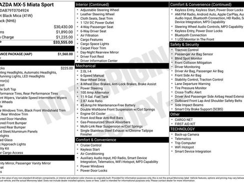 New 2026 MAZDA MX-5 Miata Sport w/ Appearance Package RWD image 3