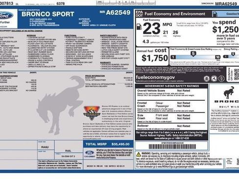 Used 2021 Ford Bronco Sport Badlands AWD/4WD image 8