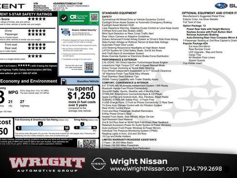 Used 2021 Subaru Ascent Premium w/ Convenience Package image 1