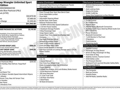 Used 2021 Jeep Wrangler Unlimited Sport AWD/4WD image 2