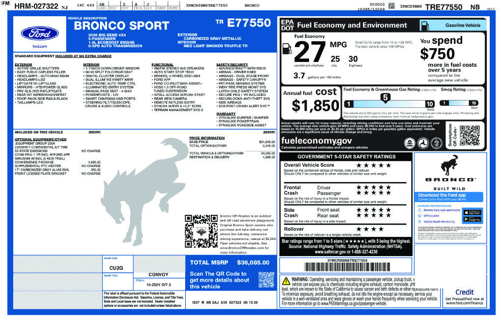 New 2026 Ford Bronco Sport Big Bend w/ Convenience Package AWD/4WD image 36
