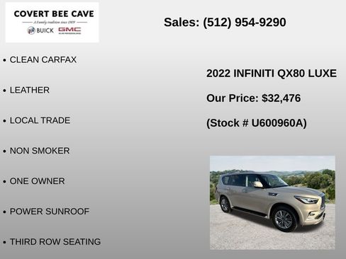 Used 2022 INFINITI QX80 Luxe w/ Cargo Package RWD image 6