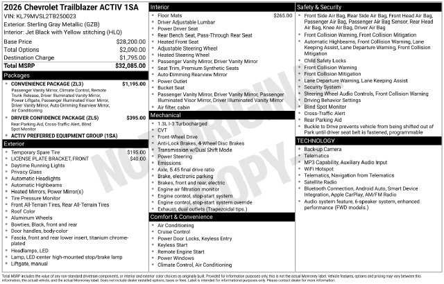 New 2026 Chevrolet TrailBlazer ACTIV w/ Convenience Package FWD image 16