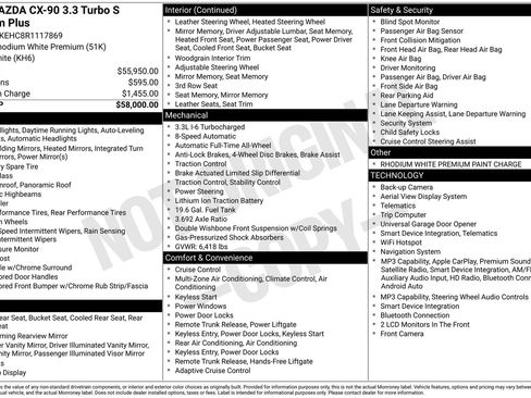 Certified 2024 MAZDA CX-90 3.3 Turbo S w/ Premium Plus AWD/4WD image 48