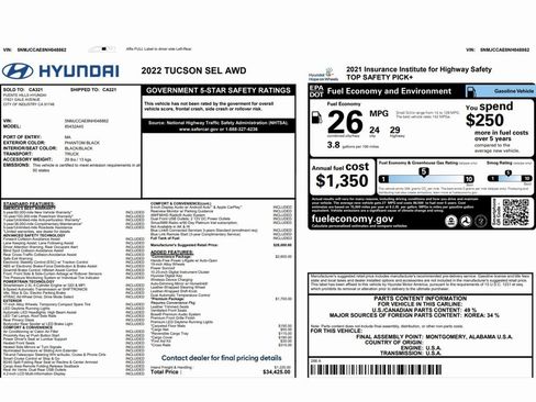 Used 2022 Hyundai Tucson SEL w/ Convenience + Premium Package image 2