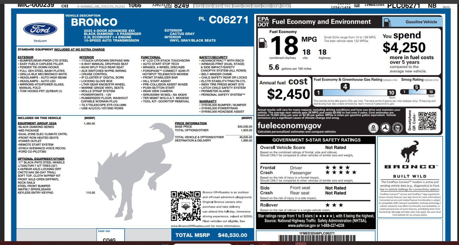 Used 2023 Ford Bronco Black Diamond AWD/4WD image 4