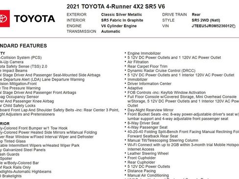 Used 2021 Toyota 4Runner SR5 RWD image 13