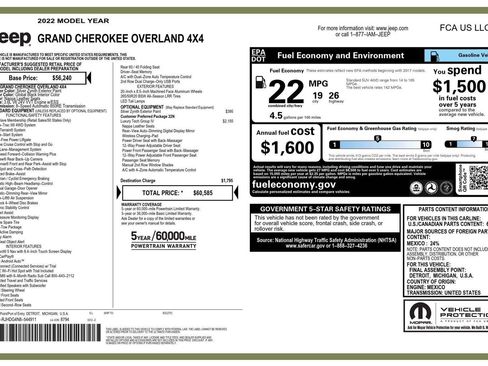 Certified 2022 Jeep Grand Cherokee Overland w/ Luxury Tech Group IV AWD/4WD image 31
