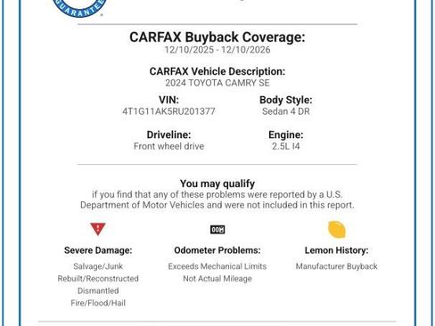 Used 2024 Toyota Camry SE image 2
